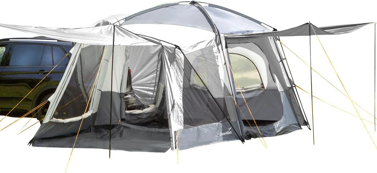 Skandika Pitea XL CROSS Tent – Koepeltenten - Autotent – Campingtent voor SUV, Caddy, Auto, CUV - Voor max. 4 personen – vrijstaand – met/zonder slaapcabine – Max. stahoogte 230 cm – 3000mm waterkolom - 475 x 290 x 230 cm (LxBxH) – Kamperen - grijs Skandika Pitea XL CROSS Tent – Koepeltenten - Autotent – Campingtent Voor SUV, Caddy, Auto, CUV - Voor Max. 4 Personen – Vrijstaand – Met/zonder Slaapcabine – Max. Stahoogte 230 Cm – 3000mm Waterkolom - 475 X 290 X 230 Cm (LxBxH) – Kamperen - Grijs -Bo-Camp Verkoop