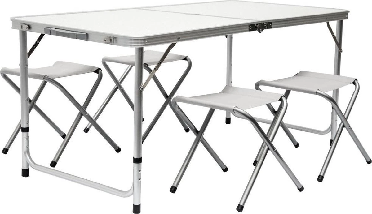 Inklapbare, in hoogte verstelbare campingtafel 120x60x70cm incl. 4 inklapbare krukken Campingtafel s Inklapbare, In Hoogte Verstelbare Campingtafel 120x60x70cm Incl. 4 Inklapbare Krukken Campingtafel S -Bo-Camp Verkoop