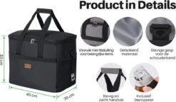 Packaway 4 Laags Geïsoleerde Koeltas - Lunchtas 40 Liter - Zwart -Bo-Camp Verkoop 1200x699 4