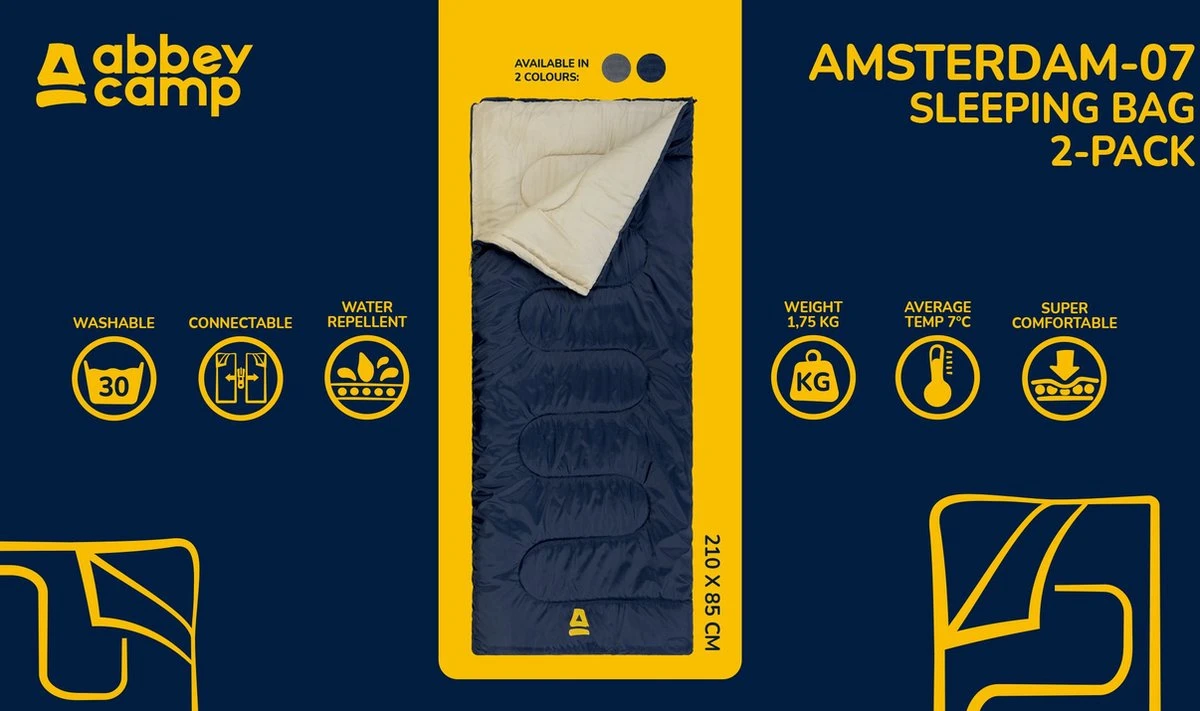 Abbey Camp Slaapzak Amsterdam - 2-pack - Dekenmodel - 210 x 85 cm - Marine Abbey Camp Slaapzak Amsterdam - 2-pack - Dekenmodel - 210 X 85 Cm - Marine -Bo-Camp Verkoop 1200x711 5