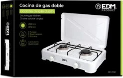 EDM 2-Pits Gaskooktoestel - Camping - Wit - 46x30x12 Cm -Bo-Camp Verkoop 1200x761