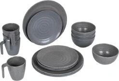 Bo-Camp Campingservies - 100% Melamine - 16-delig - Stone - Grijs -Bo-Camp Verkoop 1200x820 4