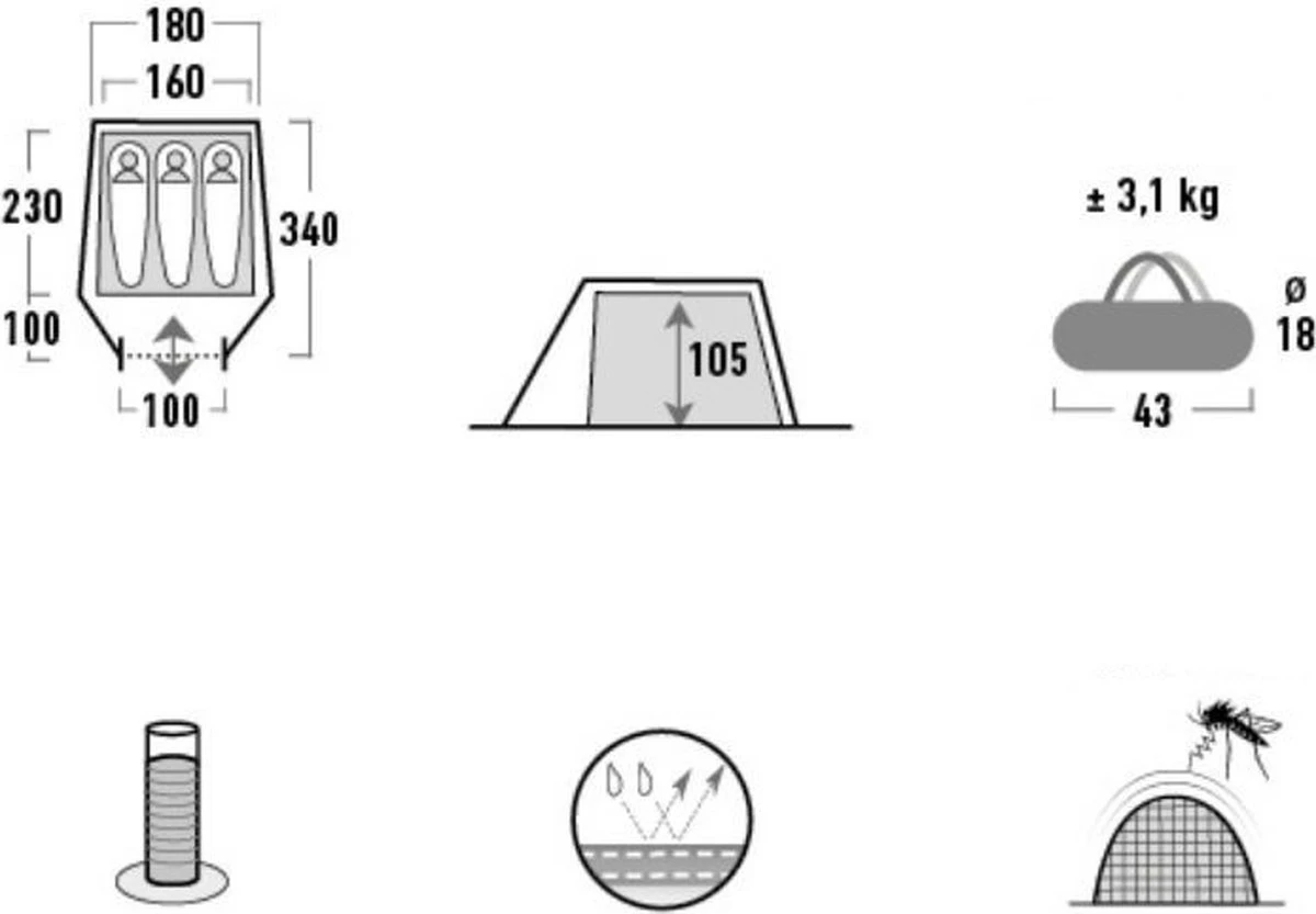 High Peak lichtgewicht tunneltent Kite 3 LW, trekking tent 3 personen, 3,1 kg, aluminium stokken, 3000 mm waterdicht, extra lang 230 cm High Peak Lichtgewicht Tunneltent Kite 3 LW, Trekking Tent 3 Personen, 3,1 Kg, Aluminium Stokken, 3000 Mm Waterdicht, Extra Lang 230 Cm -Bo-Camp Verkoop 1200x833 4