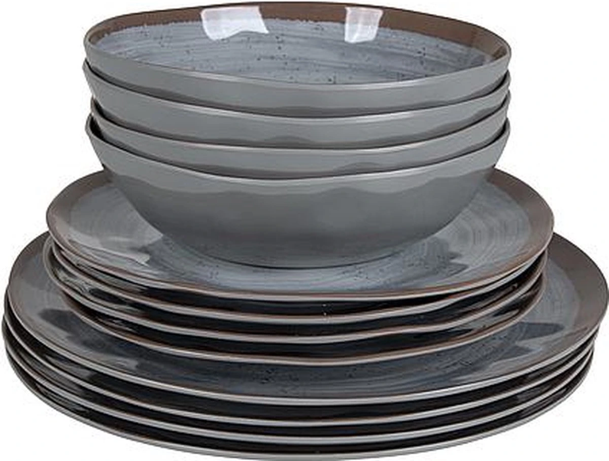 Bo-Camp Servies - Halo - 12-delig - Grijs Bo-Camp Servies - Halo - 12-delig - Grijs -Bo-Camp Verkoop