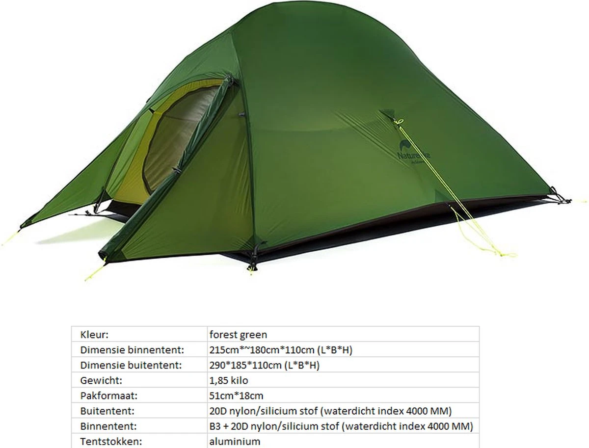 Cloud Up 3 Upgraded - Naturehike® - Tent 3 persoons - Lichtgewicht tent - Incl. grondzeil - 20D 4000MM - Outdoor kampeertent - Waterdicht - Hiking & Wandelen Cloud Up 3 Upgraded - Naturehike® - Tent 3 Persoons - Lichtgewicht Tent - Incl. Grondzeil - 20D 4000MM - Outdoor Kampeertent - Waterdicht - Hiking & Wandelen -Bo-Camp Verkoop 1200x913 1