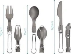 Navaris Campingbestek Van Titanium - Set Met Vork, Mes En Lepel - Inklapbaar - Bestekset Voor Onderweg - Inclusief Karabijnhaak En Bewaarzakje -Bo-Camp Verkoop 1200x913 3