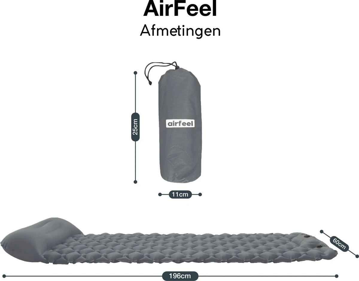 AirFeel opblaasbaar slaapmatje - Ingebouwde pomp en kussen - lichtgewicht - 196 x 60 x 6cm - Gray AirFeel Opblaasbaar Slaapmatje - Ingebouwde Pomp En Kussen - Lichtgewicht - 196 X 60 X 6cm - Gray -Bo-Camp Verkoop 1200x939 3