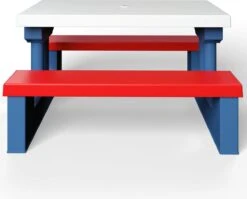 Merkloos Kinder Picknicktafel Met Parasol - Blauw -Bo-Camp Verkoop 1200x966