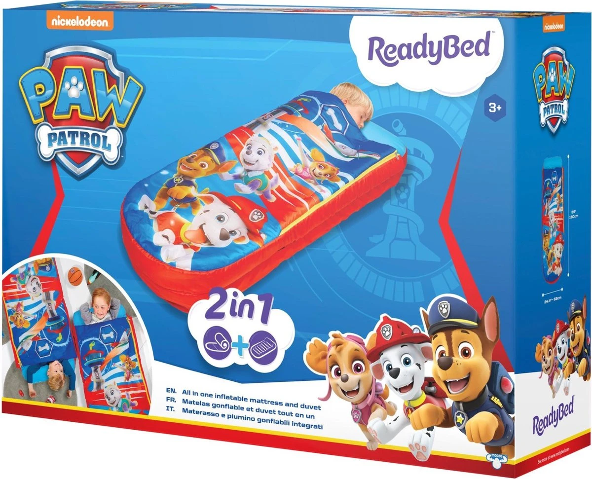 Paw Patrol Junior ReadyBed-2 in 1 Kids Sleeping Inflatable air Bed in a Bag with a Pump, Polyester, Single Paw Patrol Junior ReadyBed-2 In 1 Kids Sleeping Inflatable Air Bed In A Bag With A Pump, Polyester, Single -Bo-Camp Verkoop
