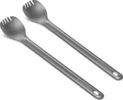 Navaris 2x Spork Met Extra Lange Handgreep - Set Van 2 - Campingbestek Van Titanium - Bestek Voor Onderweg - Lichtgewicht - Inclusief Bewaarzakje -Bo-Camp Verkoop 1200x974 3