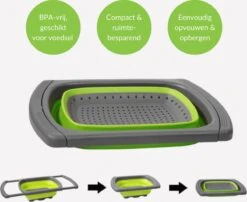 Buxibo - 3-Delige Keuken Vergiet Set Inklapbaar Groen/Grijs -Bo-Camp Verkoop 1200x979 2