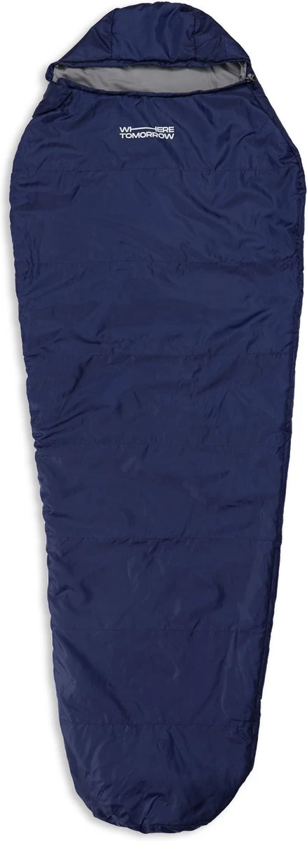 Where Tomorrow outdoor slaapzak | Klein en zacht | 220 x 80 cm x 50 cm, inclusief opbergzak |ingepakt 26 x 14 cm | 700g | marineblauw Where Tomorrow Outdoor Slaapzak | Klein En Zacht | 220 X 80 Cm X 50 Cm, Inclusief Opbergzak |ingepakt 26 X 14 Cm | 700g | Marineblauw -Bo-Camp Verkoop