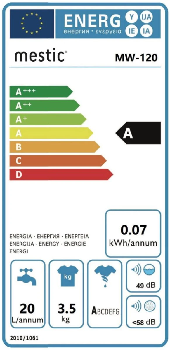 Mestic MW-120 Wasmachine/Centrifuge Combinatie - 230V Mestic MW-120 Wasmachine/Centrifuge Combinatie - 230V -Bo-Camp Verkoop 582x1200 3