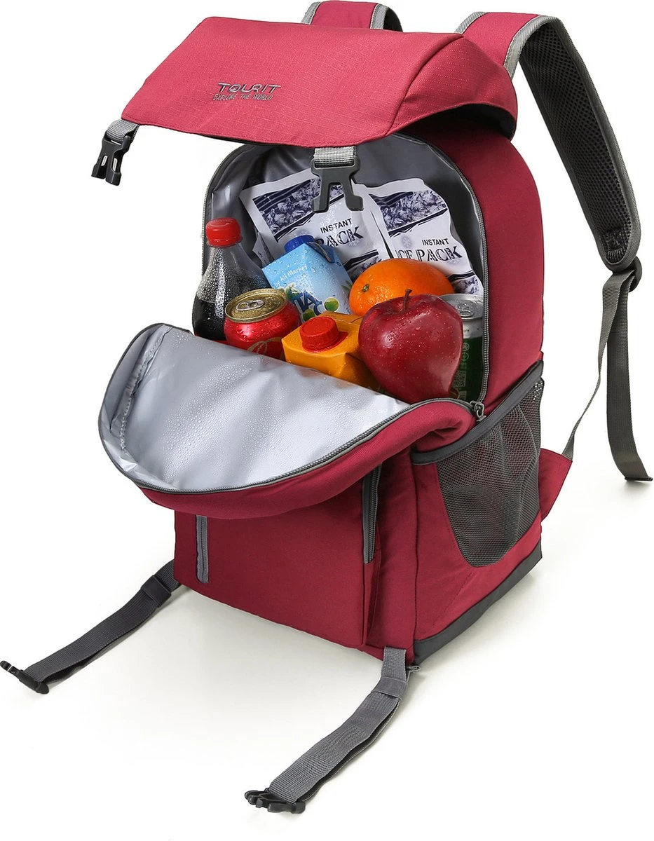 Tourit - Koeltas Rugzak (25L) - Geschikt voor 21 Blikjes - Lunchtas voor Dames en Heren - Rood Tourit - Koeltas Rugzak (25L) - Geschikt Voor 21 Blikjes - Lunchtas Voor Dames En Heren - Rood -Bo-Camp Verkoop 933x1200 7