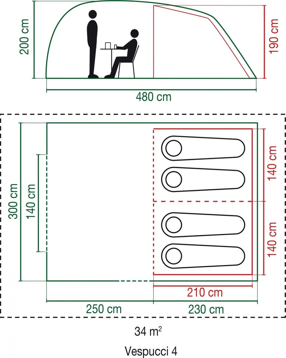 Coleman Vespucci 4 Tunneltent - Familietent - 4-Persoons - Groen Coleman Vespucci 4 Tunneltent - Familietent - 4-Persoons - Groen -Bo-Camp Verkoop 961x1200 1