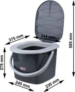 Branq Toiletemmer Draagbaar Met Deksel - 15,5L - Antraciet 4 Branq Toiletemmer Draagbaar Met Deksel - 15,5L - Antraciet -Bo-Camp Verkoop 977x1200 3