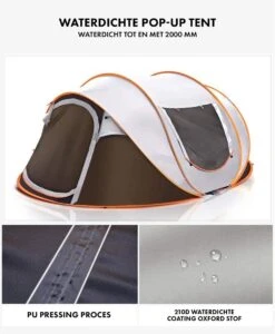 Fly Lab Luxe Pop Up Tent - Kampeer Tent - Grijs/Oranje - 4 Persoons 3 Fly Lab Luxe Pop Up Tent - Kampeer Tent - Grijs/Oranje - 4 Persoons -Bo-Camp Verkoop 989x1200 2