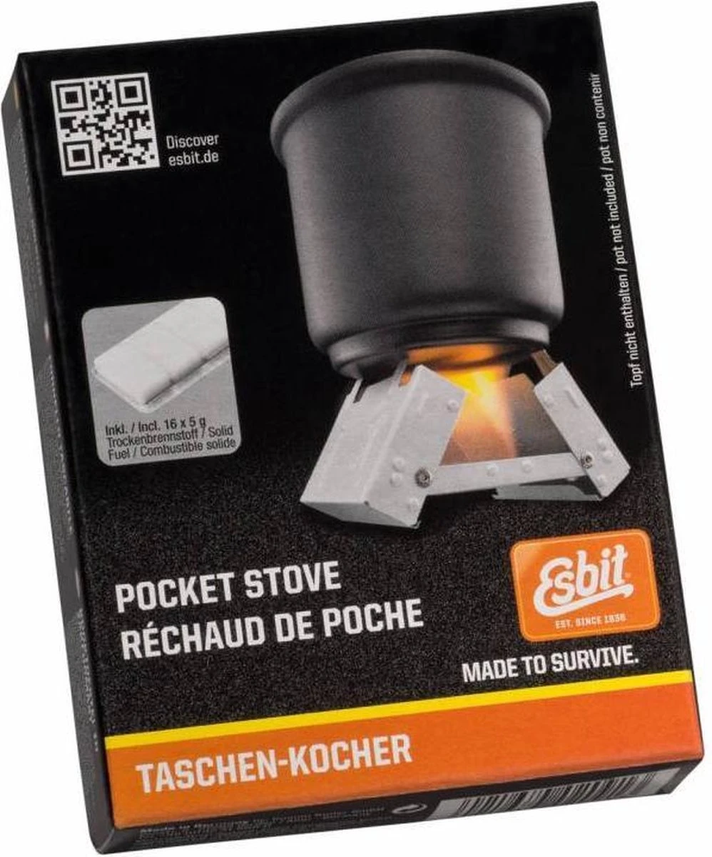 Esbit Brander Pocket Stove S - Incl 16x5 gr Esbit Blokjes - Compact Esbit Brander Pocket Stove S - Incl 16x5 Gr Esbit Blokjes - Compact -Bo-Camp Verkoop